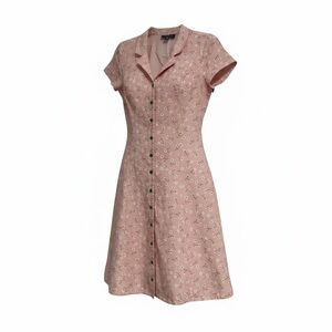 Modcloth Blush Pink Floral Button-Front Fit-and-Flare Dress